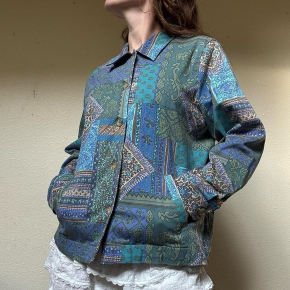 Appleseed’s Vintage blue and green patchwork button up jacket - Picture 3 of 8